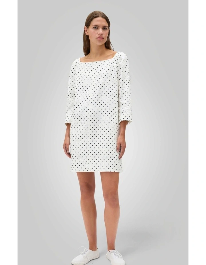 Linen Spot Shift Dress in Antique White image 5