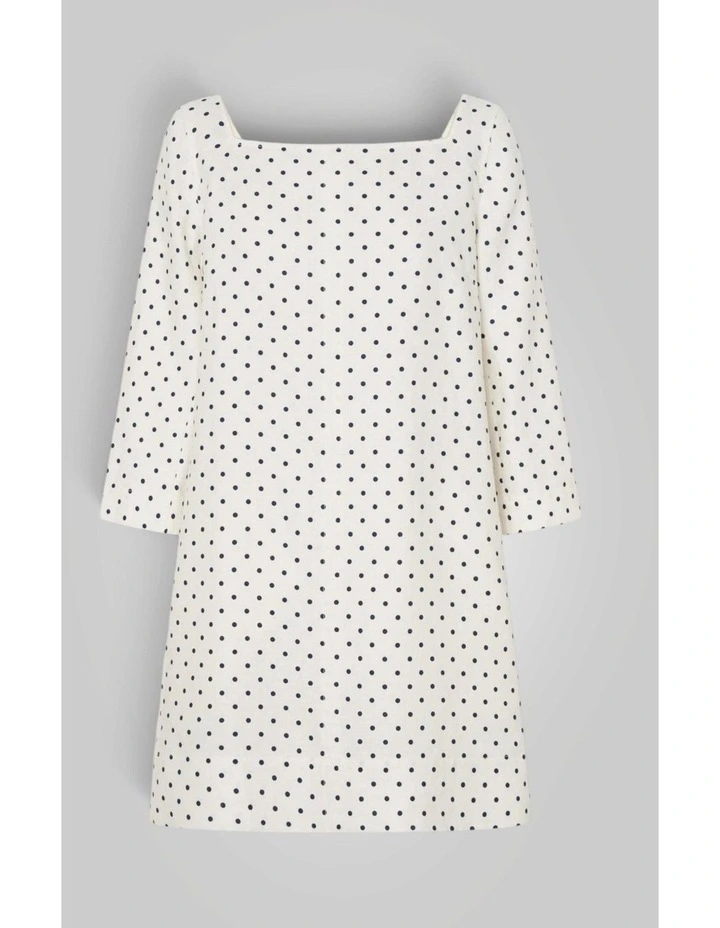 Linen Spot Shift Dress in Antique White image 6