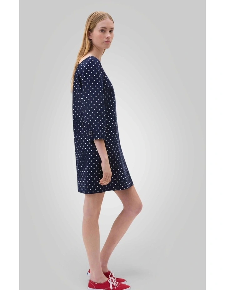 Linen Spot Shift Dress in North Sea image 3
