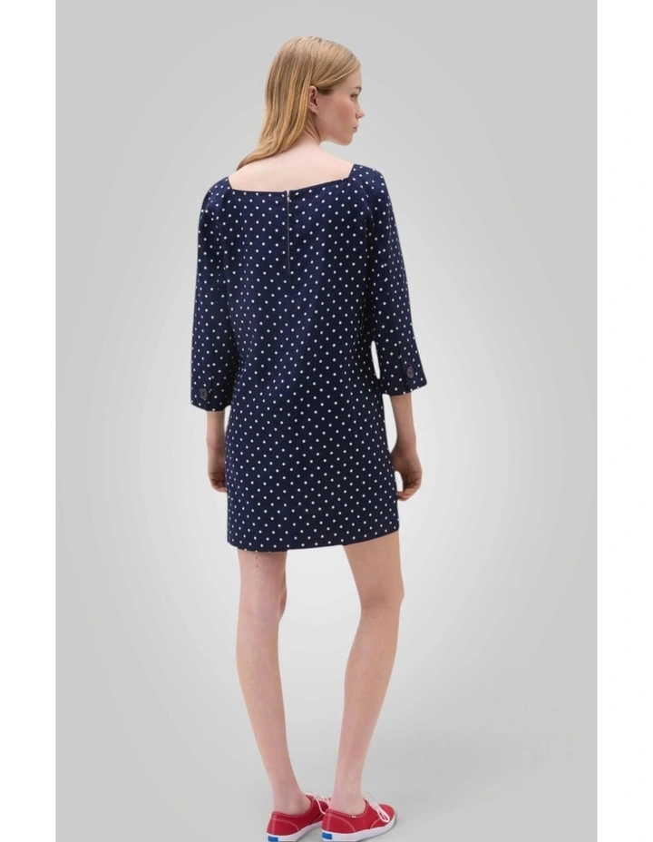 Linen Spot Shift Dress in North Sea image 4