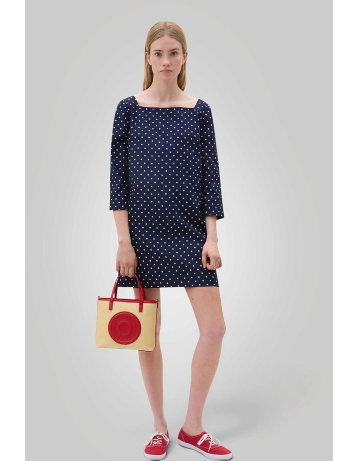Linen Spot Shift Dress in North Sea image 5