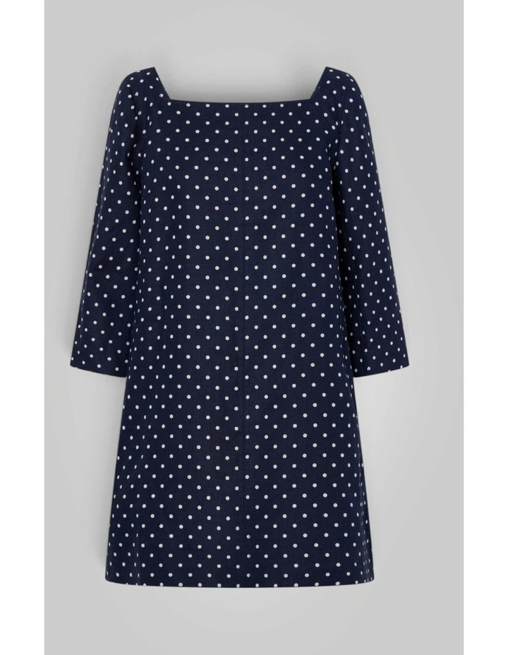 Linen Spot Shift Dress in North Sea image 6