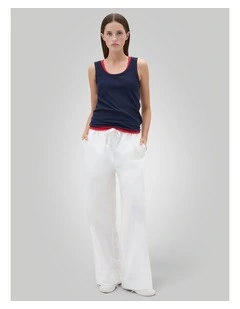 Poplin Pull On Pant in Antique White