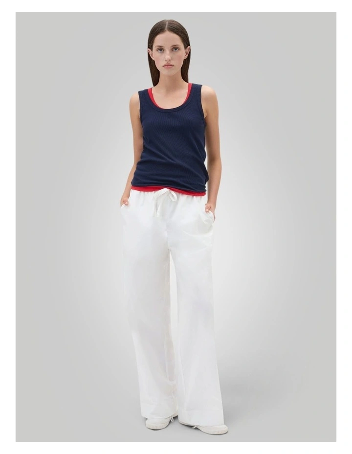 Poplin Pull On Pant in Antique White image 1