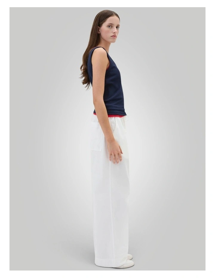 Poplin Pull On Pant in Antique White image 2