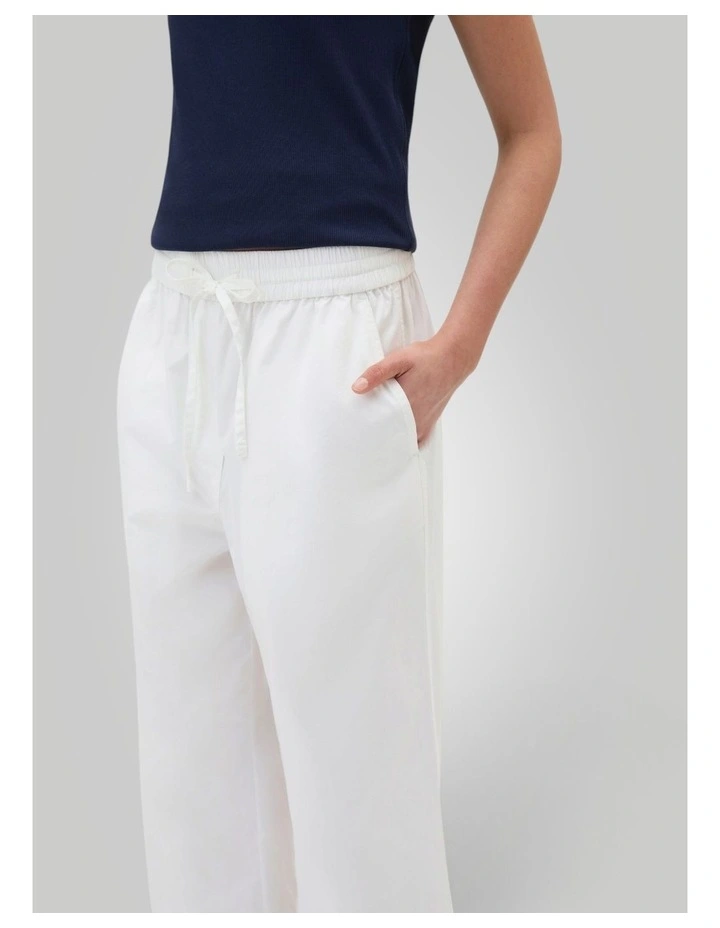 Poplin Pull On Pant in Antique White image 3