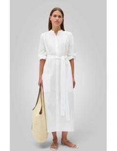 Cleo Poplin Dress in Antique White