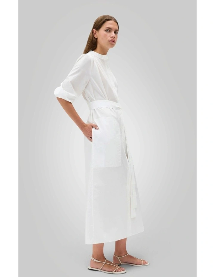 Cleo Poplin Dress in Antique White image 2