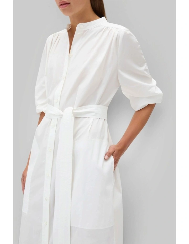 Cleo Poplin Dress in Antique White image 3