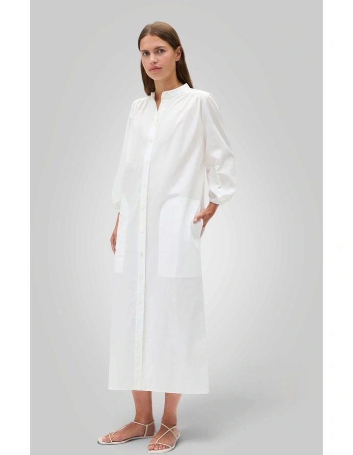 Cleo Poplin Dress in Antique White image 5