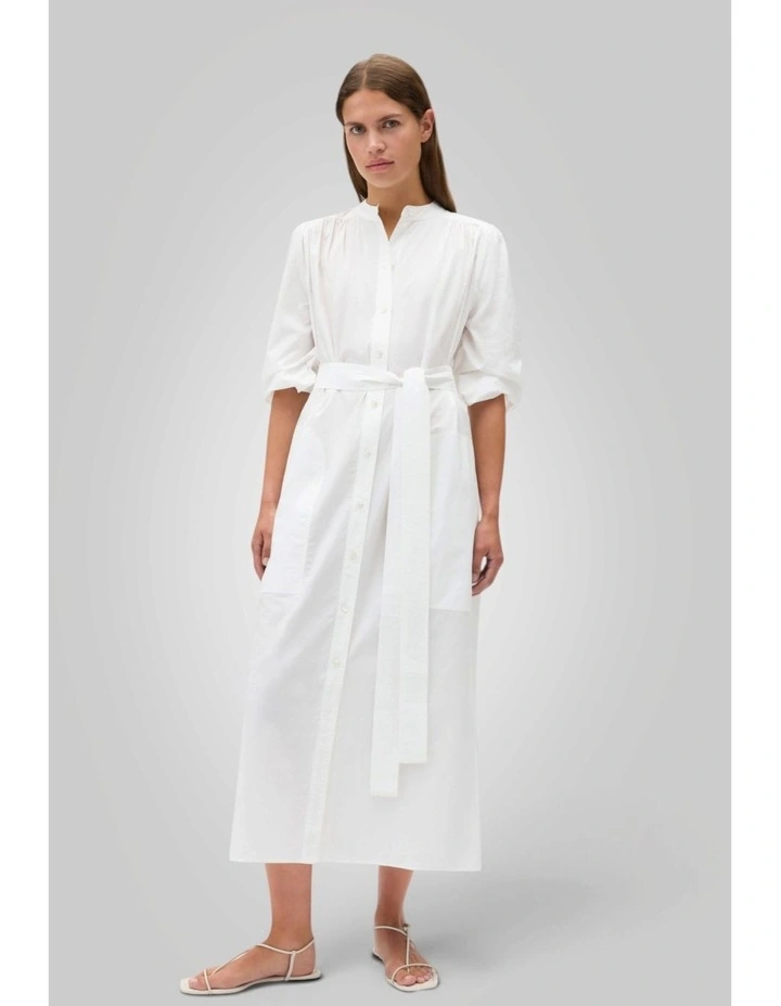 Cleo Poplin Dress in Antique White image 6