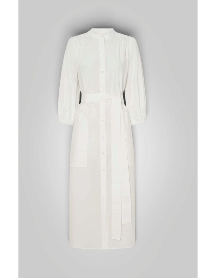 Cleo Poplin Dress in Antique White image 7
