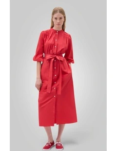 Cleo Poplin Dress in Market Red