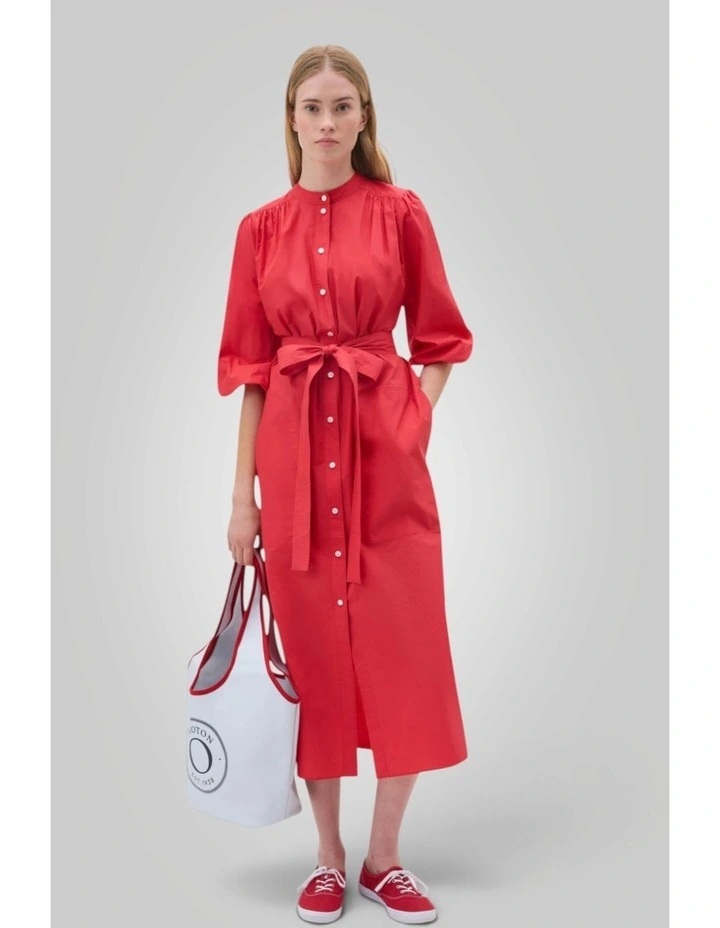 Cleo Poplin Dress in Market Red image 5