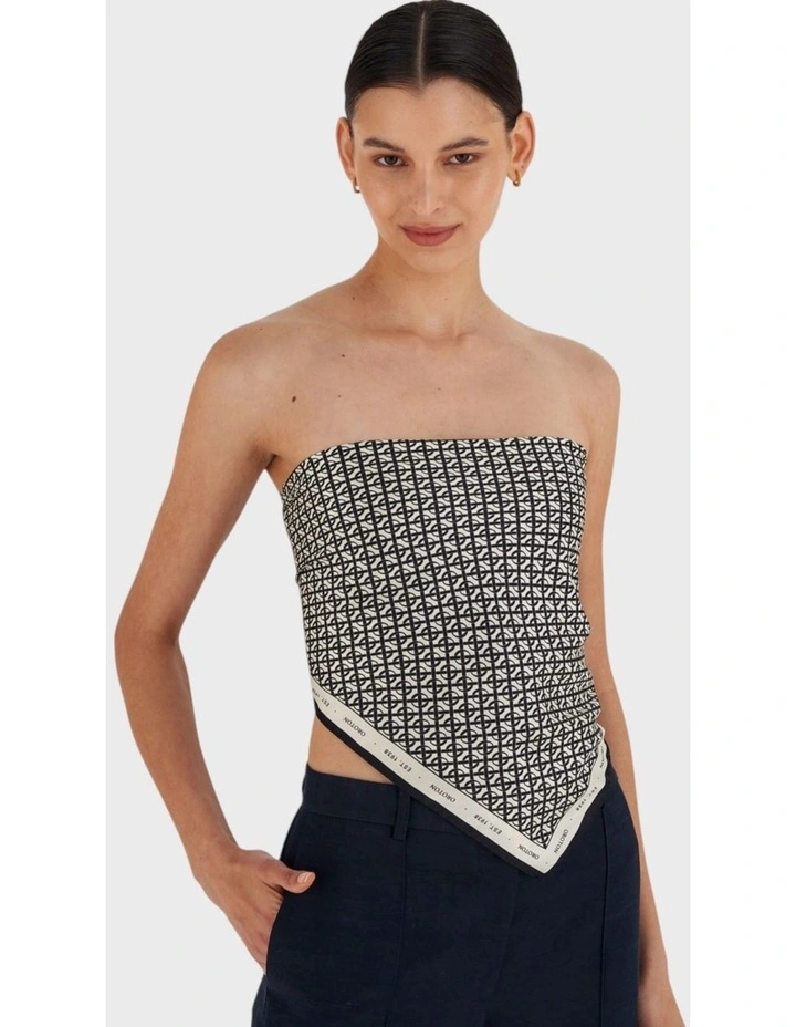 All Over Logo Silk Scarf in Cream/Black image 3