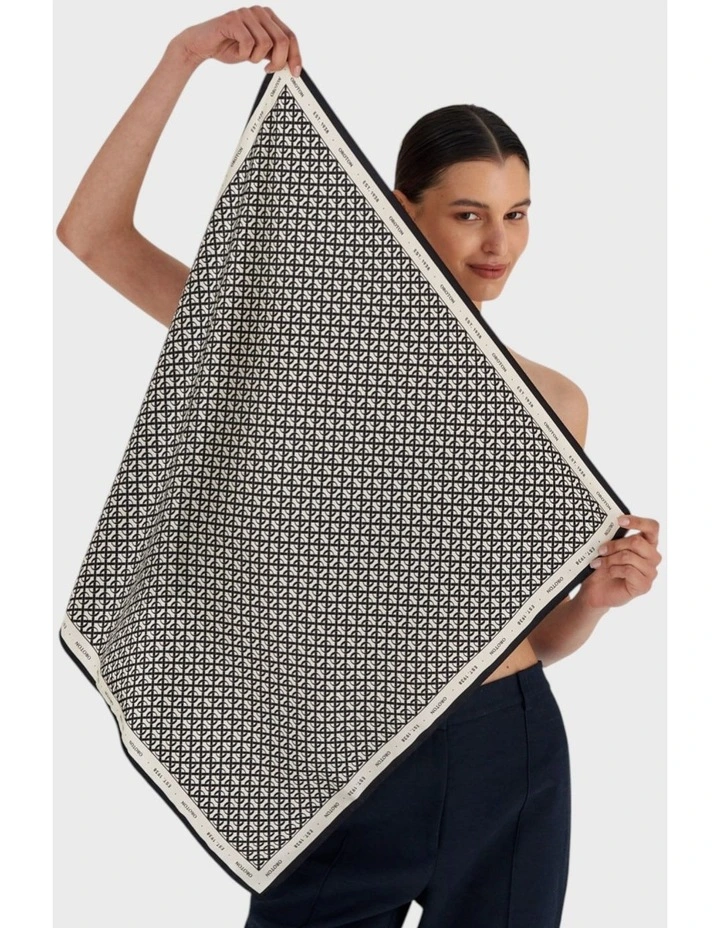All Over Logo Silk Scarf in Cream/Black image 4