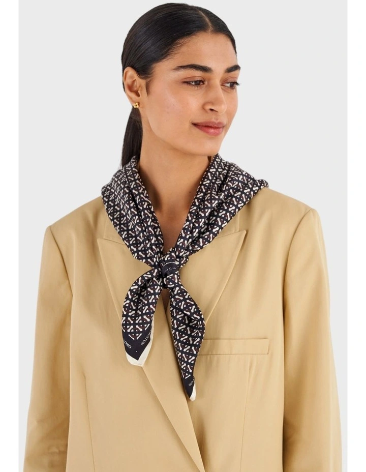 All Over Logo Silk Scarf in Black image 2