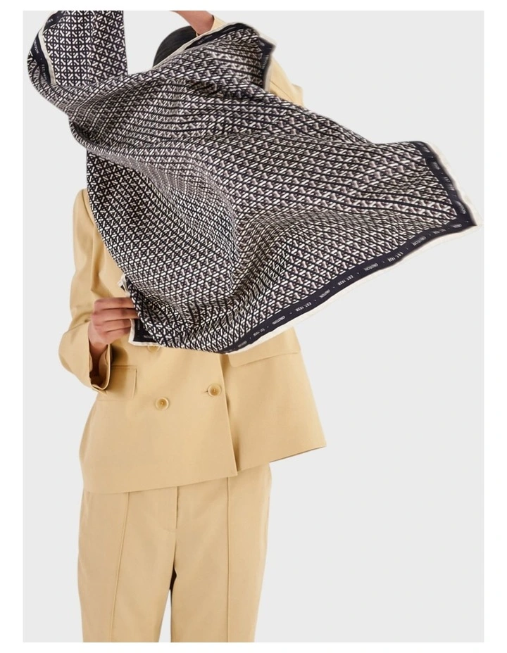 All Over Logo Silk Scarf in Black image 3
