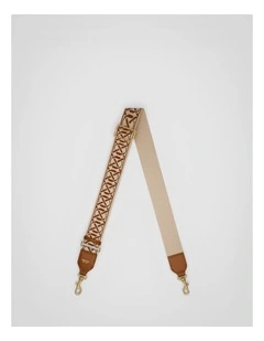 Logo Bag Strap in Cognac/Ecru