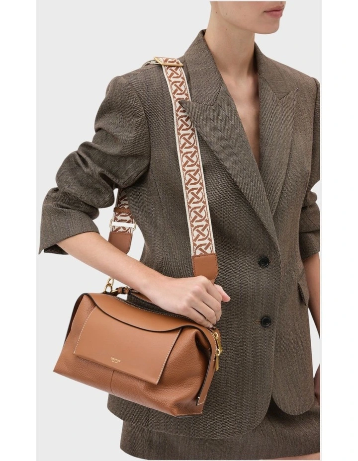 Logo Bag Strap in Cognac/Ecru image 3