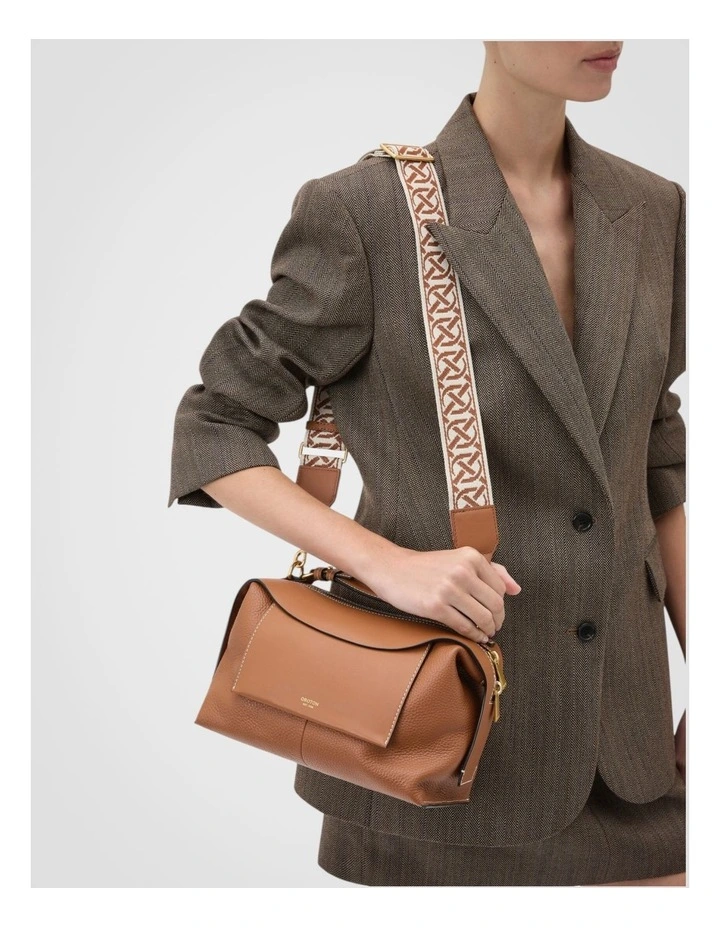 Logo Bag Strap in Cognac/Ecru image 4