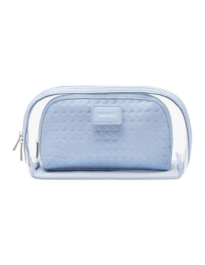 Bloom Cosmetic Bag Set in Blue image 1