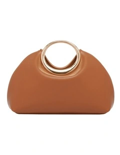Metal Ring Clutch in Caramel