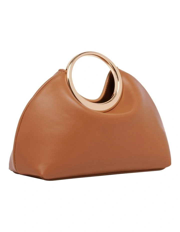 Metal Ring Clutch in Caramel image 2