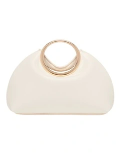 Metal Ring Clutch in Ivory