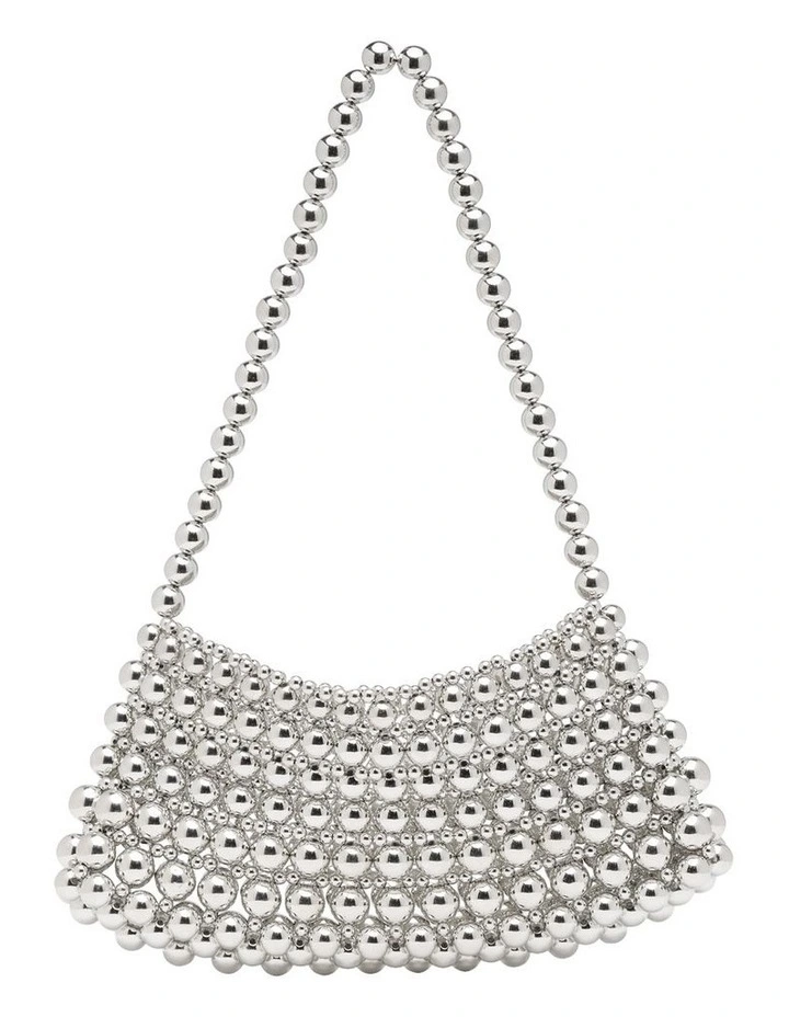 Bobbie Beaded Bag in Silver image 4