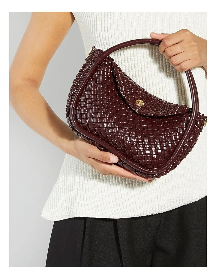 Dinideliberate Mini Woven Grab Bag in Burgundy image 2