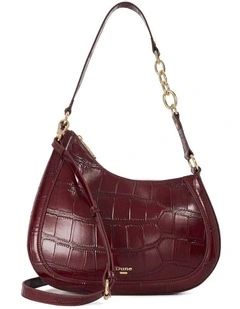 Directional Asymmetric Shoulder Bag In Burgundy