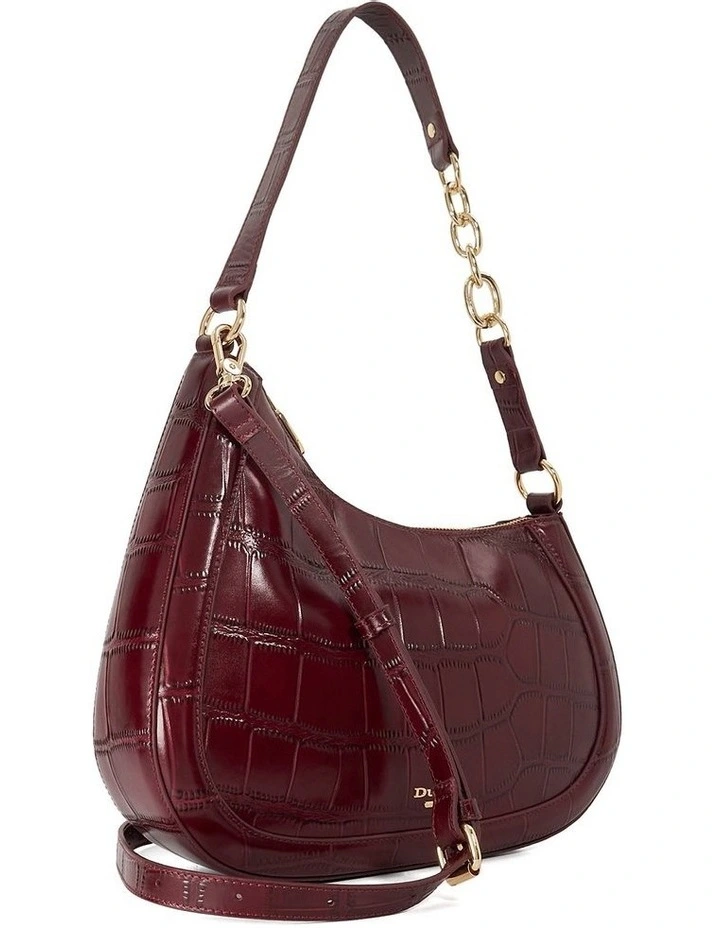Directional Asymmetric Shoulder Bag In Burgundy image 2