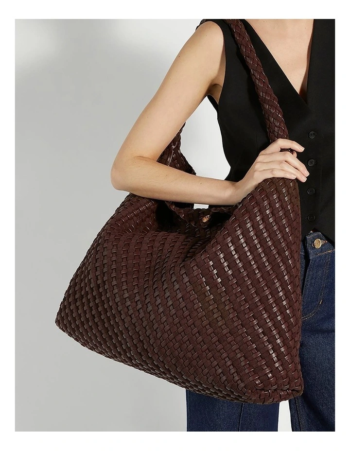 Deliberate Woven Slouch Tote XL in Chocolate image 2