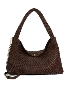 Deliberate L Woven Slouch Bag in Chocolate