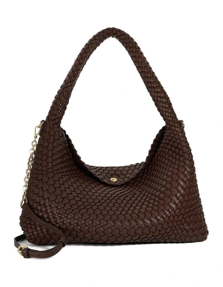 Deliberate L Woven Slouch Bag in Chocolate image 1
