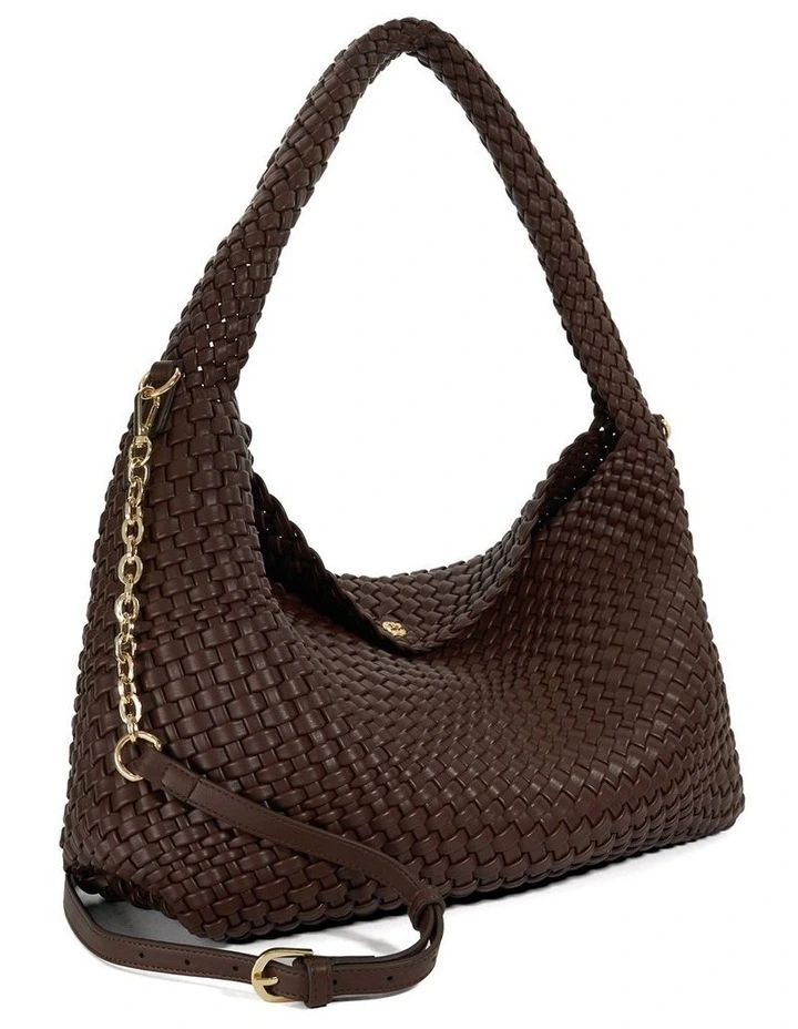 Deliberate L Woven Slouch Bag in Chocolate image 3