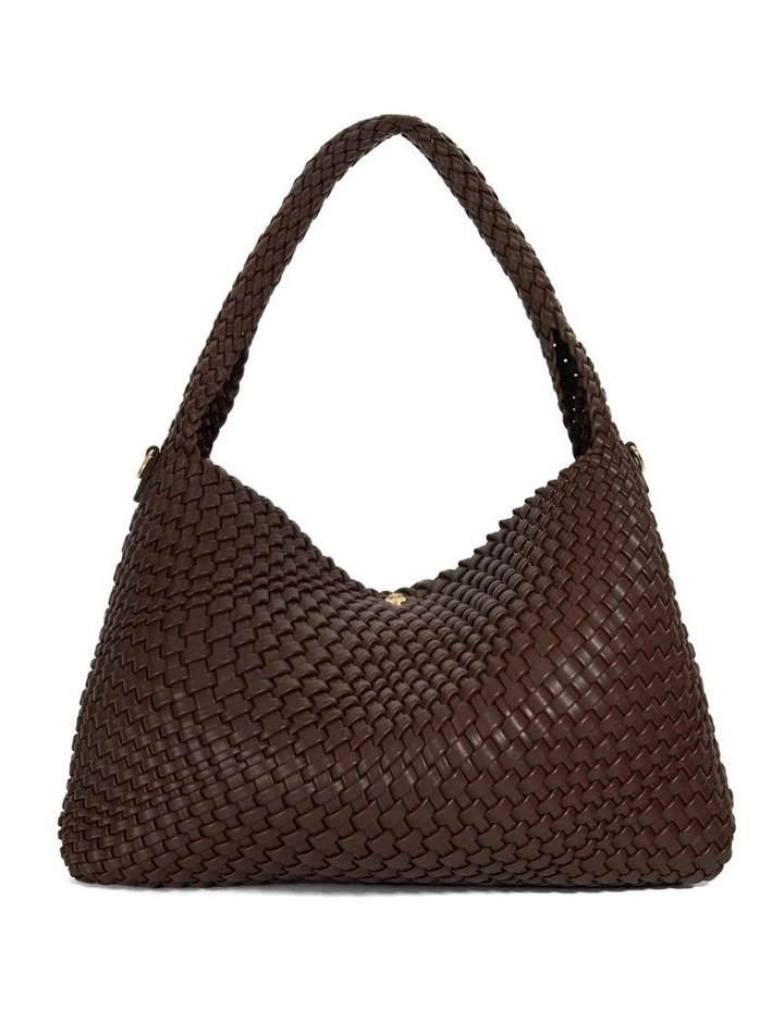 Deliberate L Woven Slouch Bag in Chocolate image 5