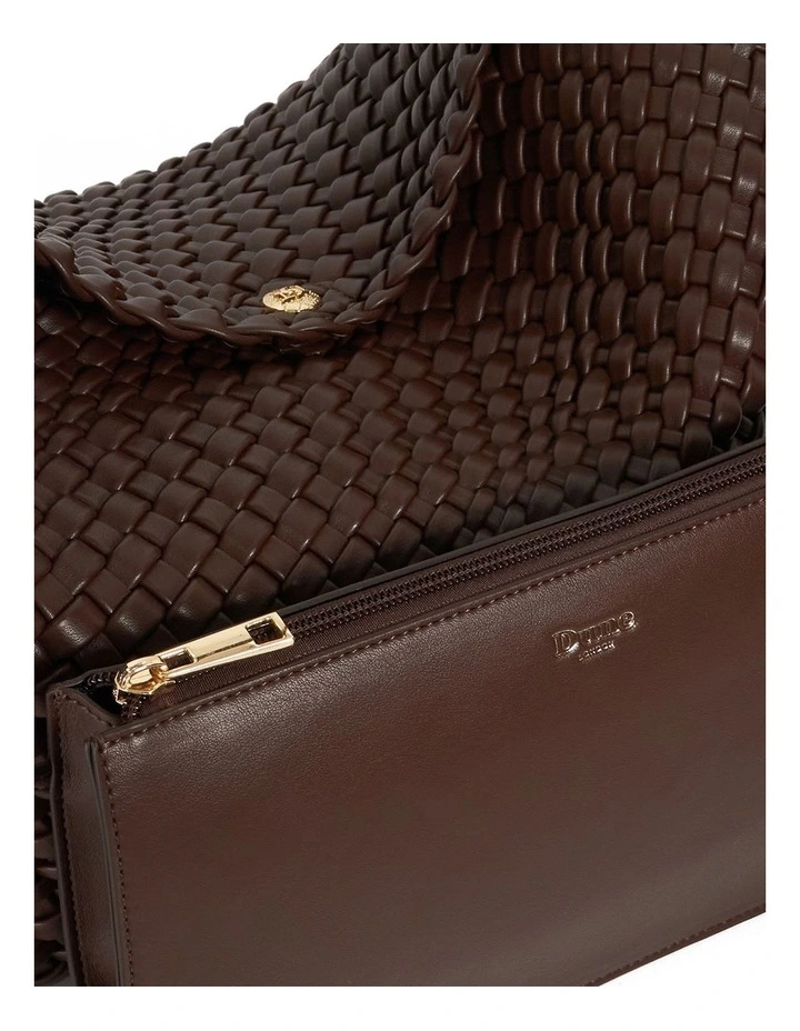 Deliberate L Woven Slouch Bag in Chocolate image 6