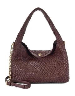 Deliberate Woven Slouch Tote in Burgundy