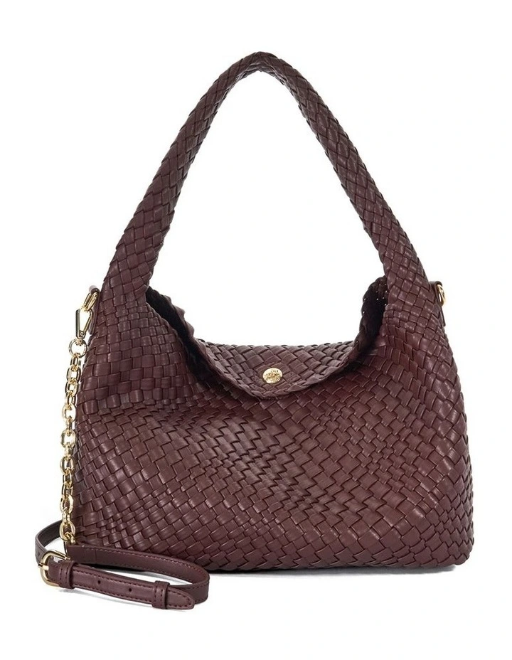 Deliberate Woven Slouch Tote in Burgundy image 1
