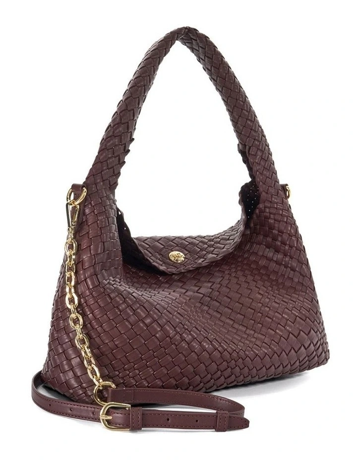 Deliberate Woven Slouch Tote in Burgundy image 3