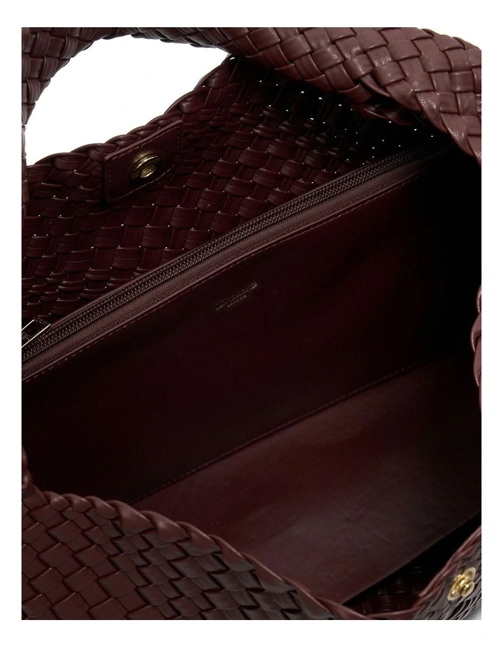 Deliberate Woven Slouch Tote in Burgundy image 4