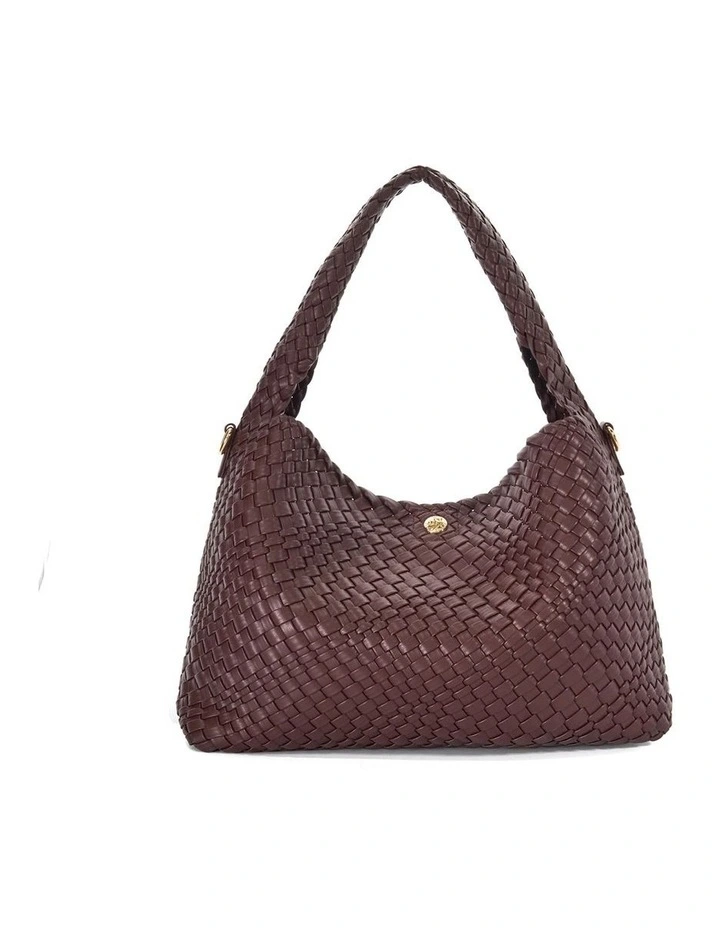 Deliberate Woven Slouch Tote in Burgundy image 5