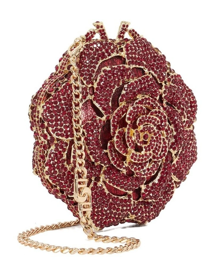 Bling Flower Clutch in Burgundy image 3