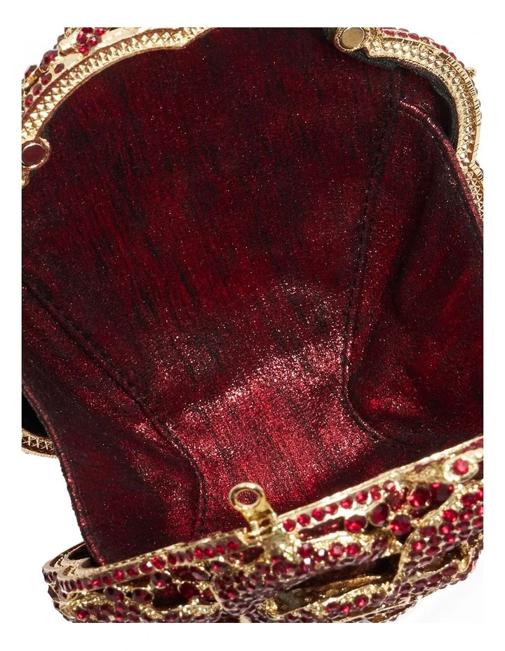 Bling Flower Clutch in Burgundy image 4