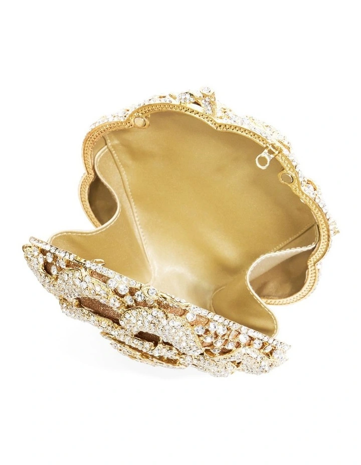 Bling Flower Clutch in Gold image 4