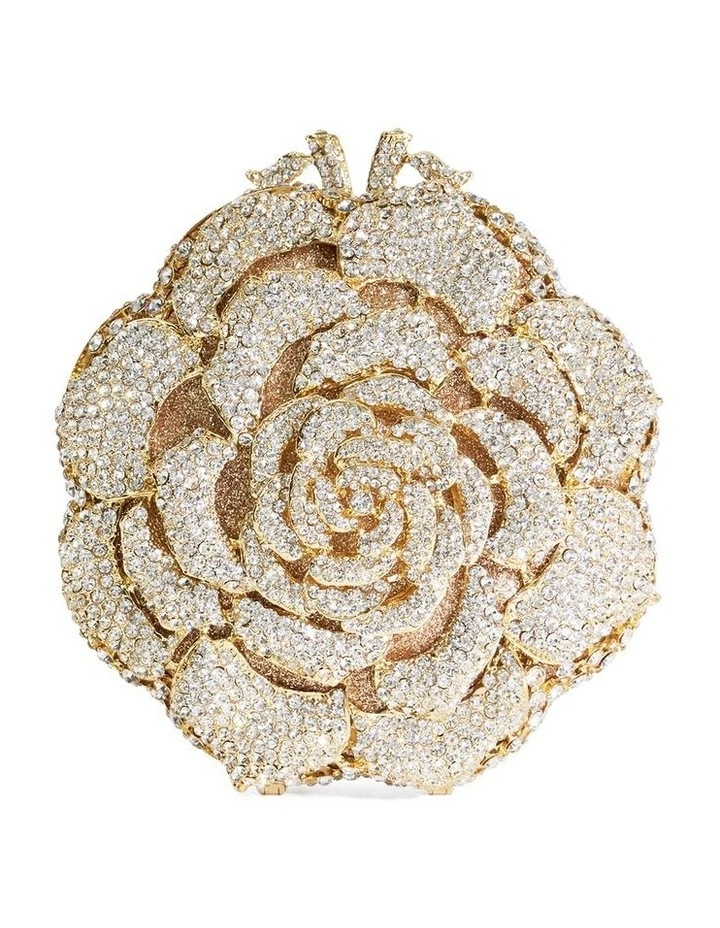Bling Flower Clutch in Gold image 5