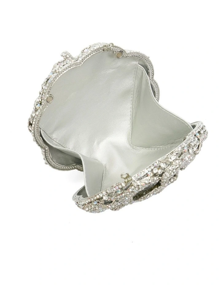 Bling Flower Clutch in Silver image 4
