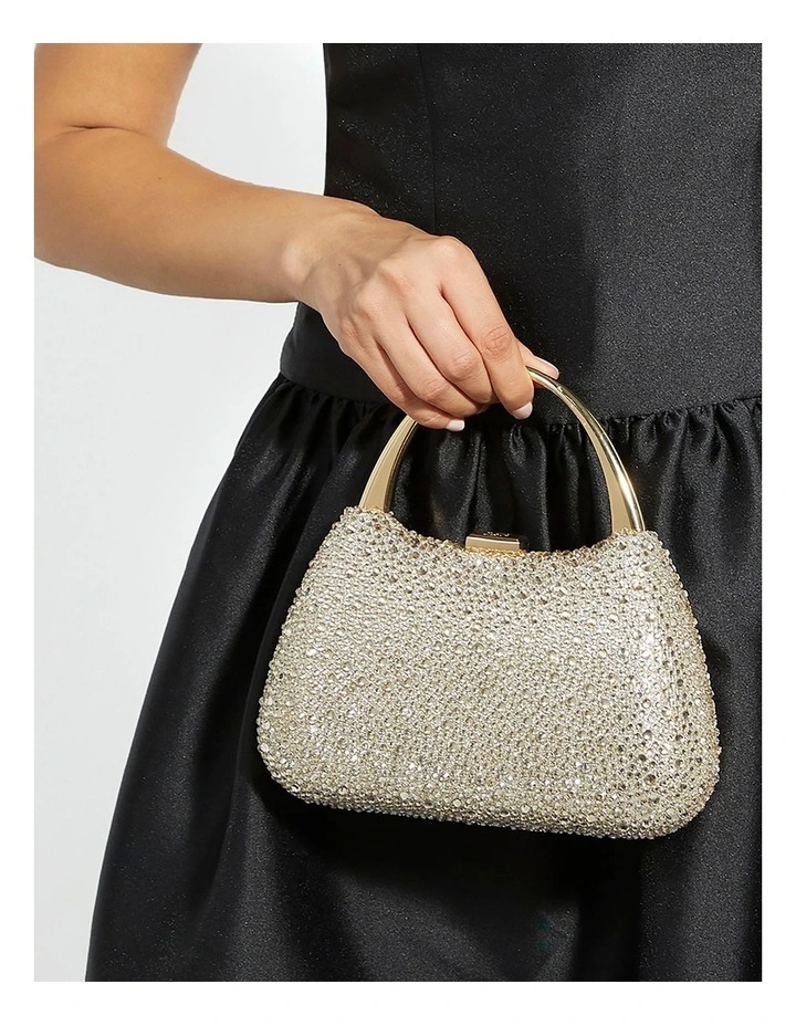 Beamings Diamante Hard Clutch in Gold image 2